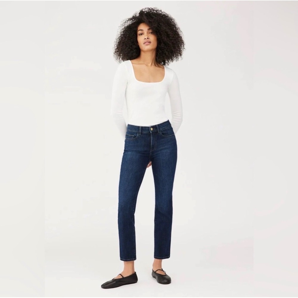 DL1961 Mara Straight MidRise Instasculpt Ankle Jeans India Ink Dark Wash Size 29